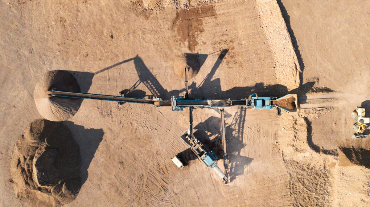 Aerial view of Powerscreen crushing and screening spread