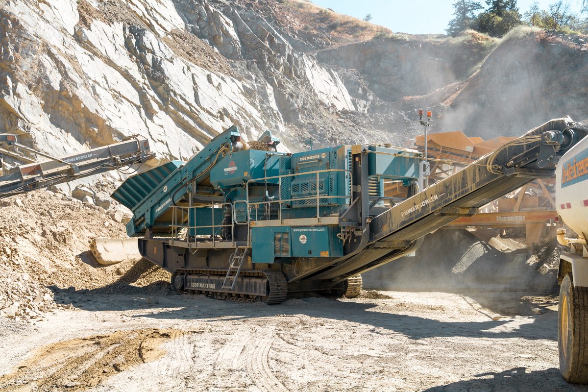 Powerscreen Premiertrak 400X processing material in a quarry